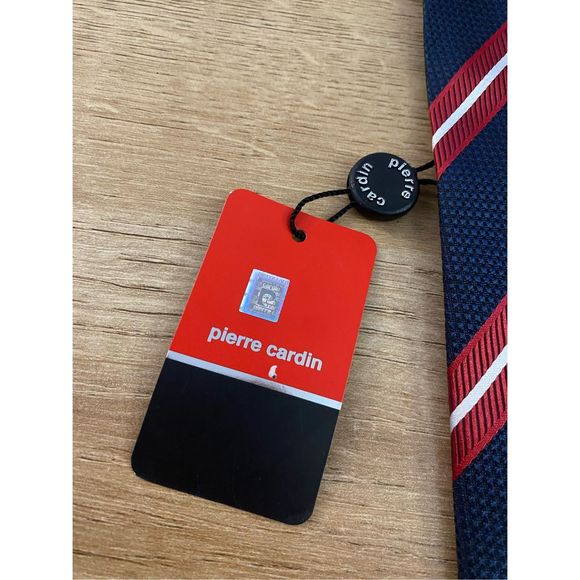 Pierre Cardin NWT Navy Blue, Red, White Stripe Tie - Picture 2 of 5